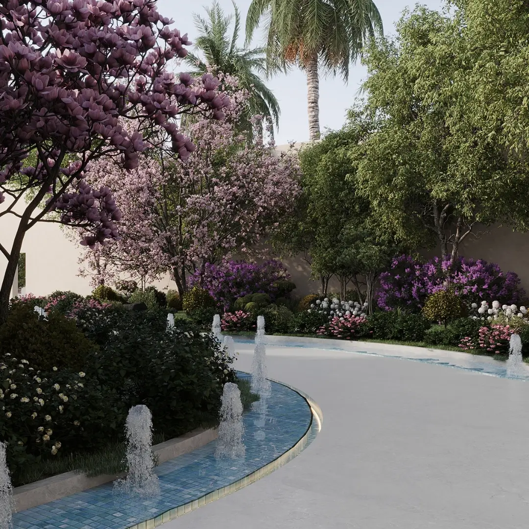 Water Features along with Vibrant Garden of Private Villa