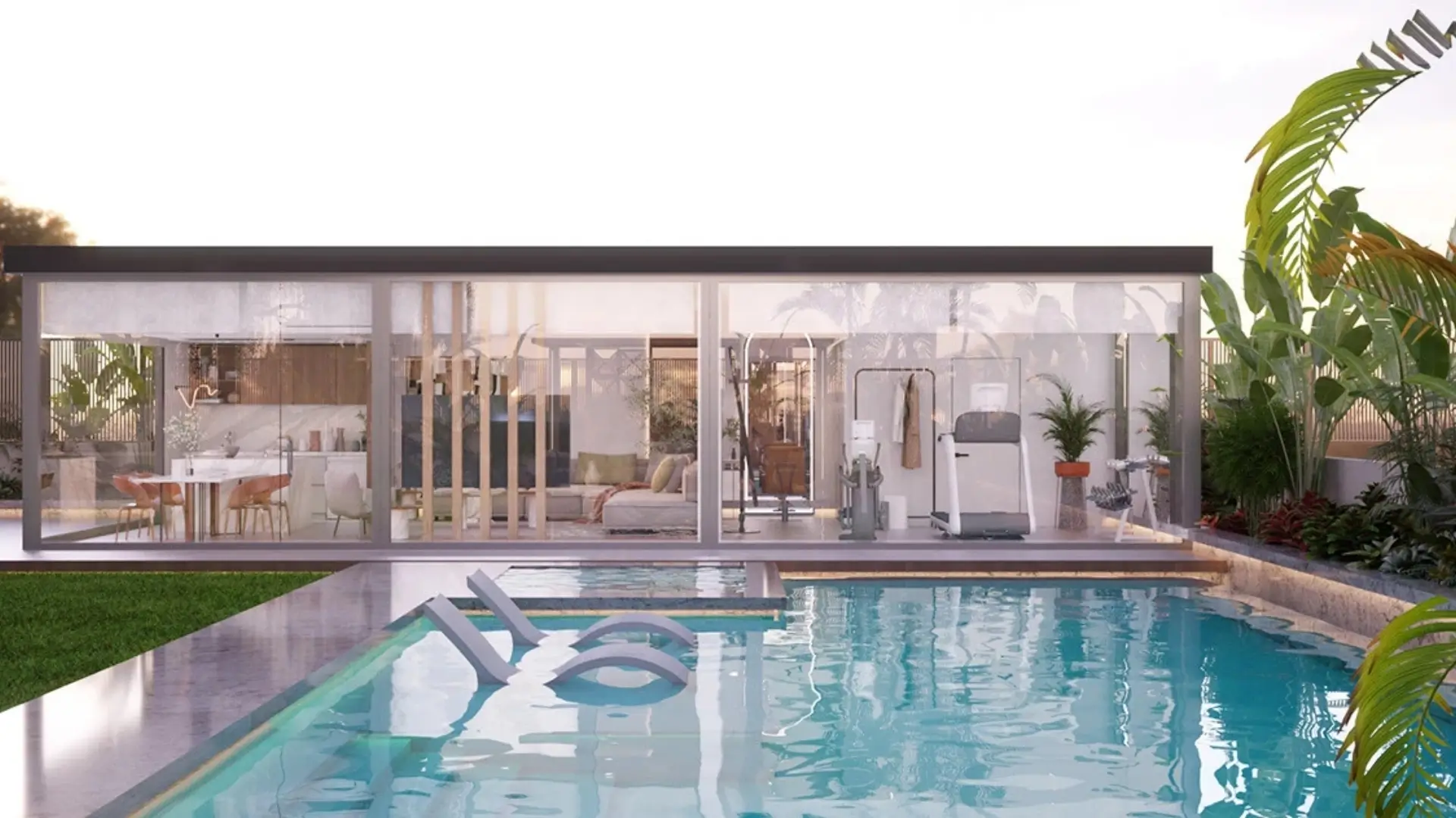 Glass House Along With Swimming Pool Private Villa in Dubai