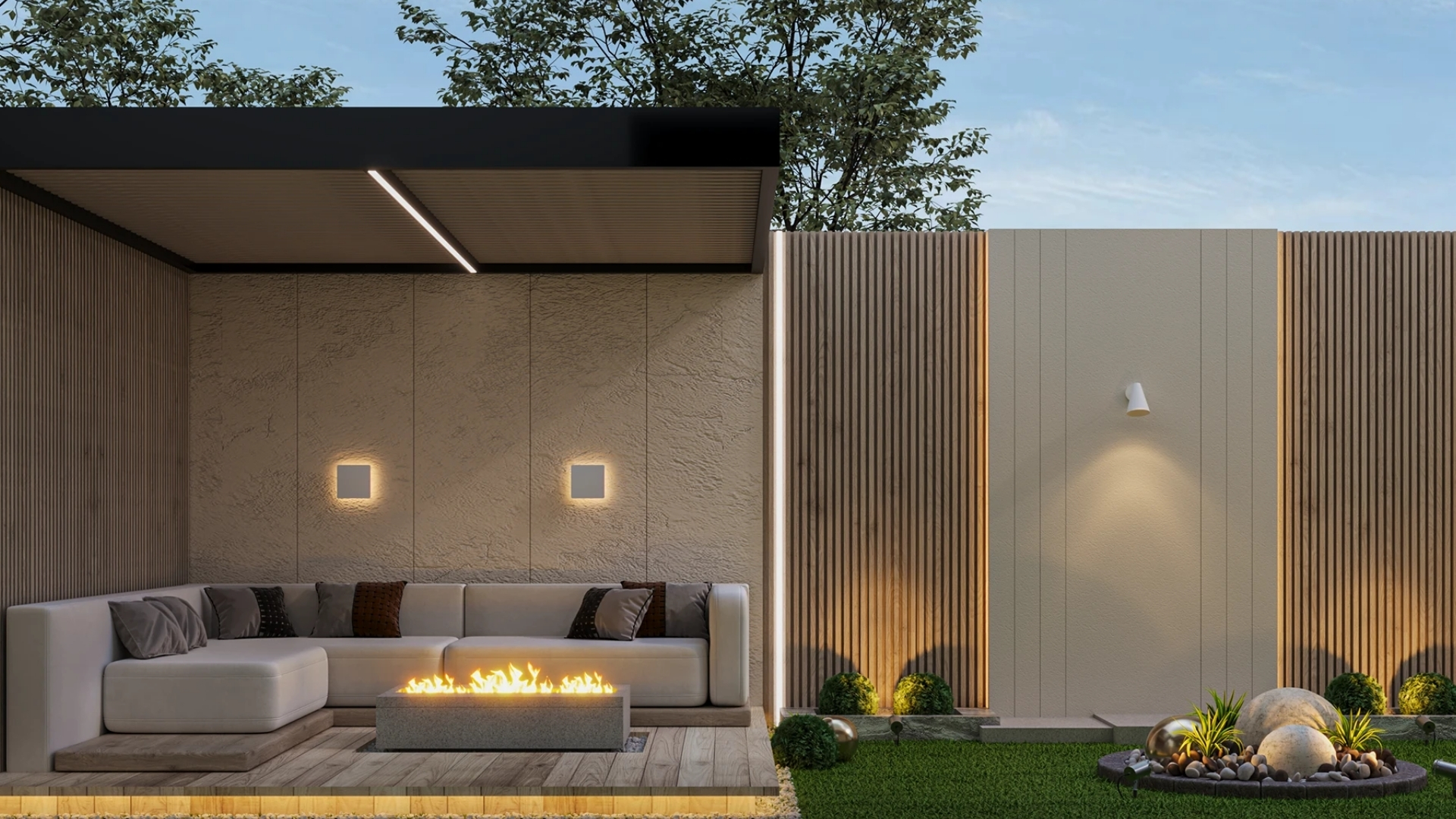 Well Designed Pergola at Villa Garden in Dubai