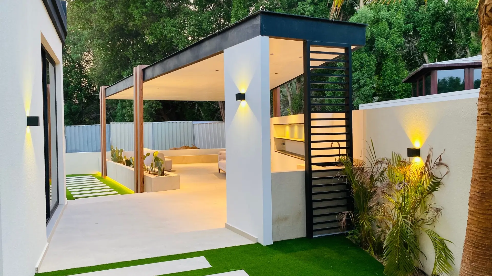 Pergola and Lighting Design for Villa Garden